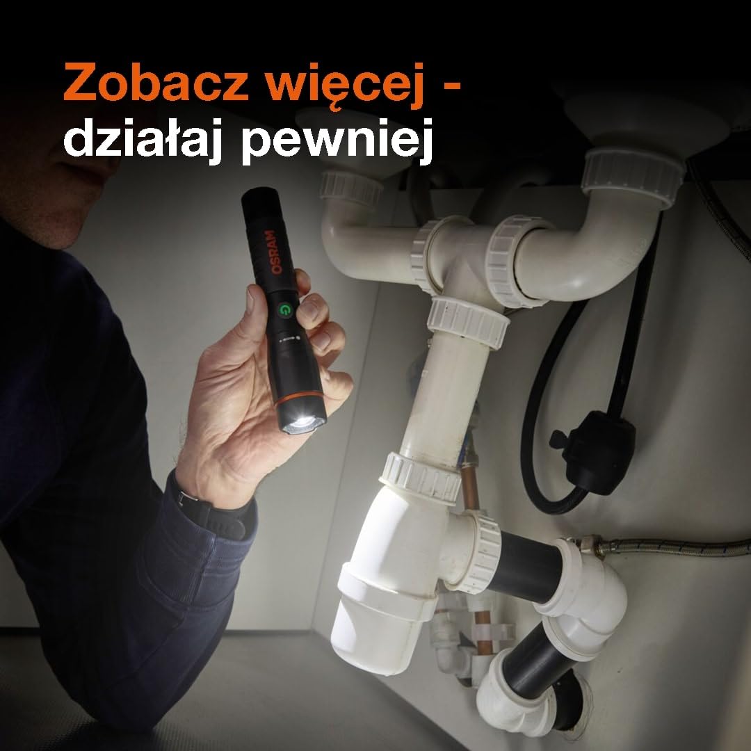 OSRAM LEDinspect PRO TORCH 500, akumulatorowa latarka inspekcyjna LED, funkcja zoom, jasność 500lm, 6000K, 4 tryby światła