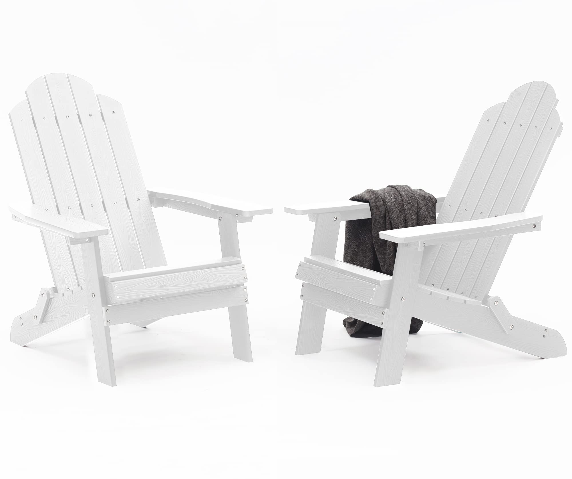 MXIMU Folding Adirondack Chair for Outdoor: Easy to Assemble and Comfortable Adirondack Chairs Set of 2 - All Weather Composite Plastic Chair for