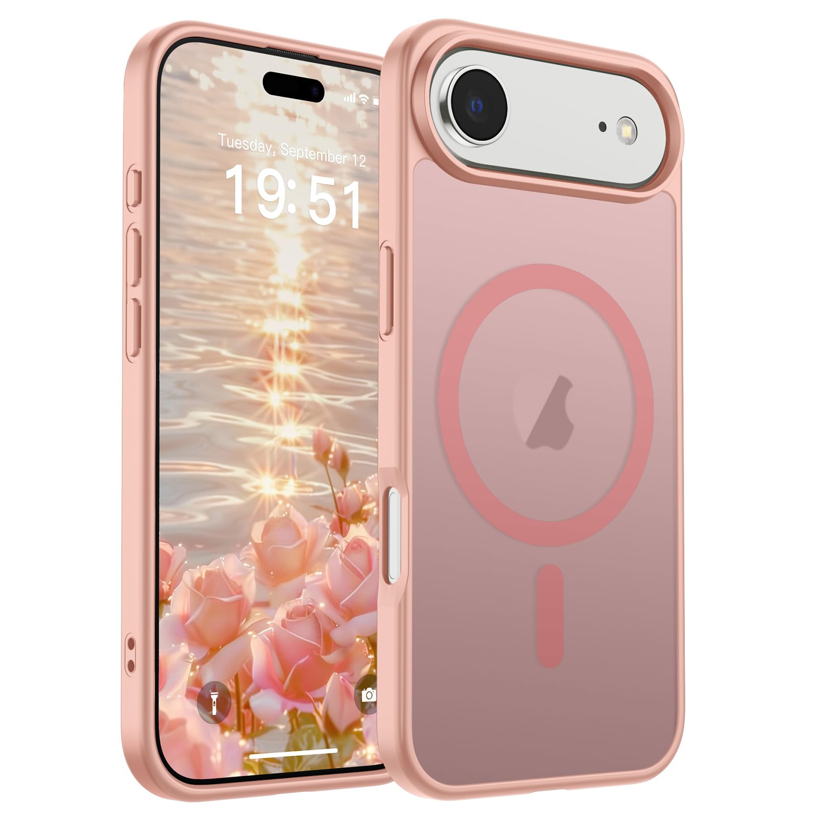 SUPFINE Magnetic for iPhone Air Case (Compatible with MagSafe)(Military Grade Drop Protection) Slim Translucent Matte Shockproof with Anti-Fingerprint Phone Cover for 17 Air,Pink