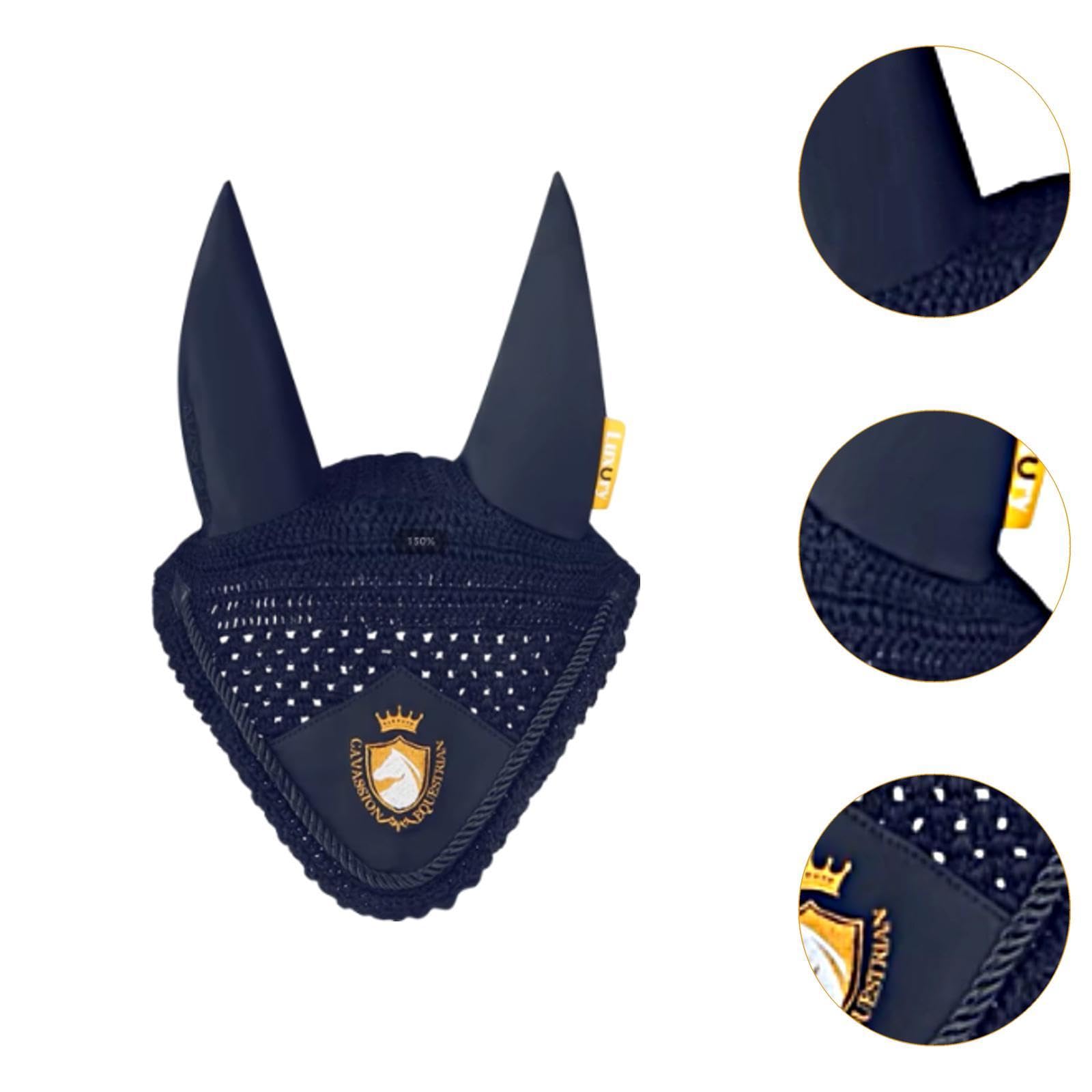 Bonnet Anti-Mouches pour Chevaux, Accessoire équestre Pratique, Marine