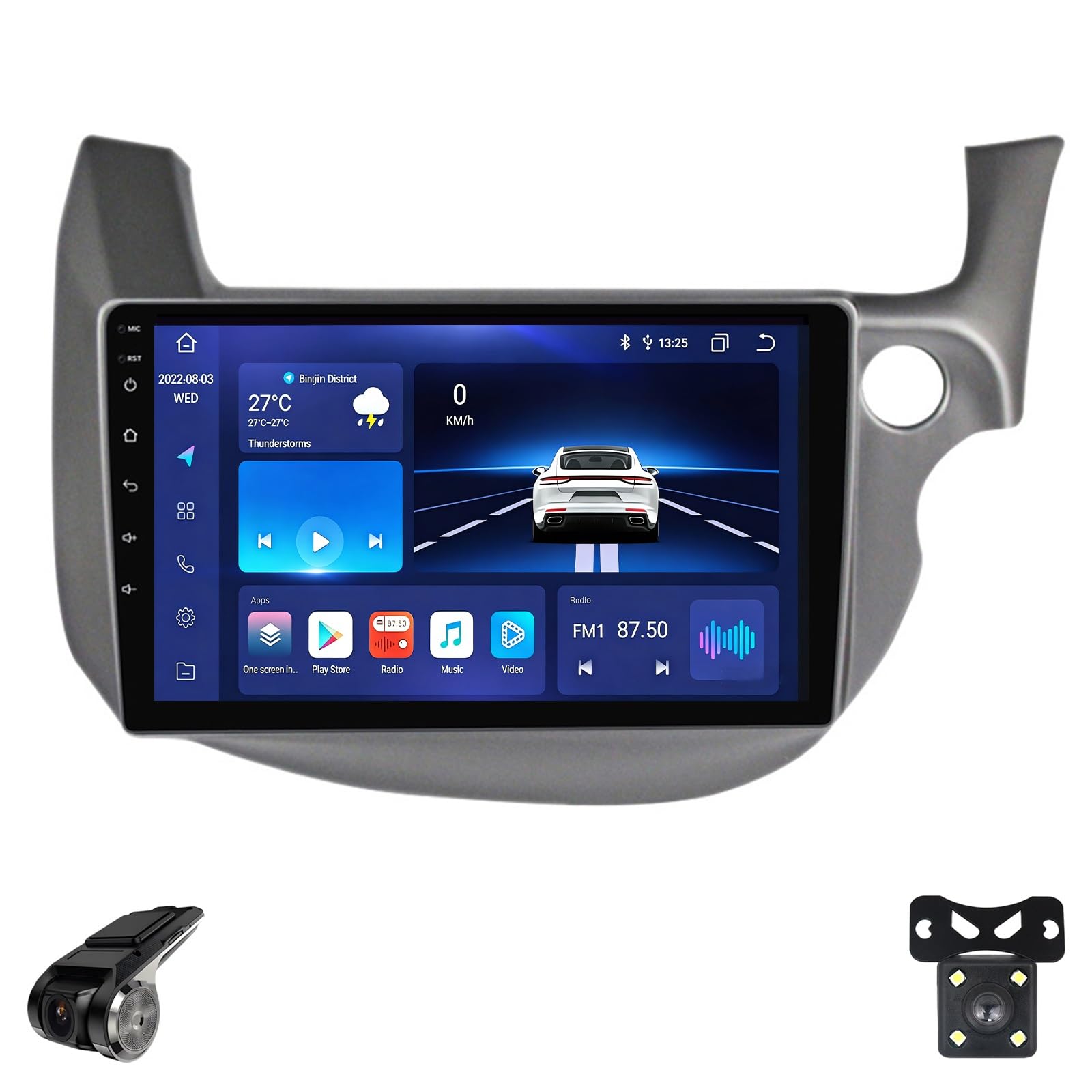 Autoradio Android per Honda Jazz 2 Fit 2 GG 2008-2014 Schermo Touchscreen QLED Android Auto CarPlay Musica Wireless/Bluetooth/FM/AM/RDS/WiFi/GPS/ADAS DVR/Ventola Di Raffreddamento