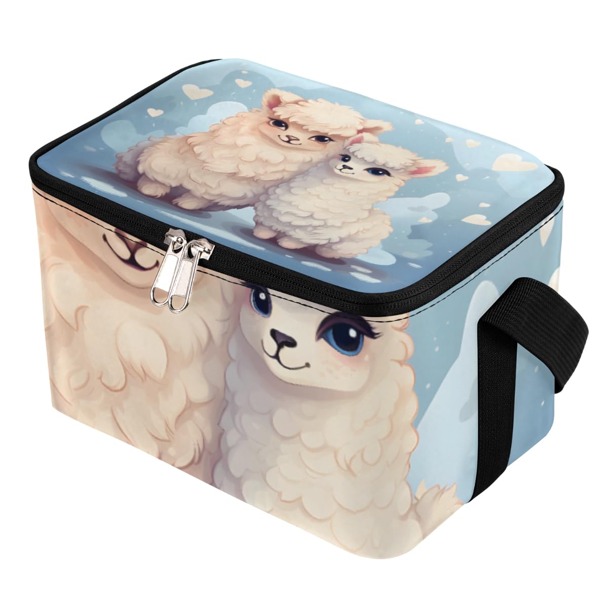 GzLeyigou Lunch Bags for Women Men 9 Cans,Alpaca Llama Hot & Cold Food Delivery Bag Insulated Grocery Bag Insulated Lunch Box Love Heart Llama Cooler Bag for Office Work Picnic Beach