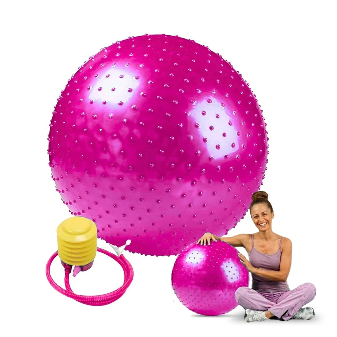 ENDLESS Piłka do jogi, antypękająca, 55 cm, gruba piłka do ćwiczeń z PCW, do fitnessu, pilatesu, stabilizacji i treningu w domu, dla mężczyzn i kobiet, kolor: różowy