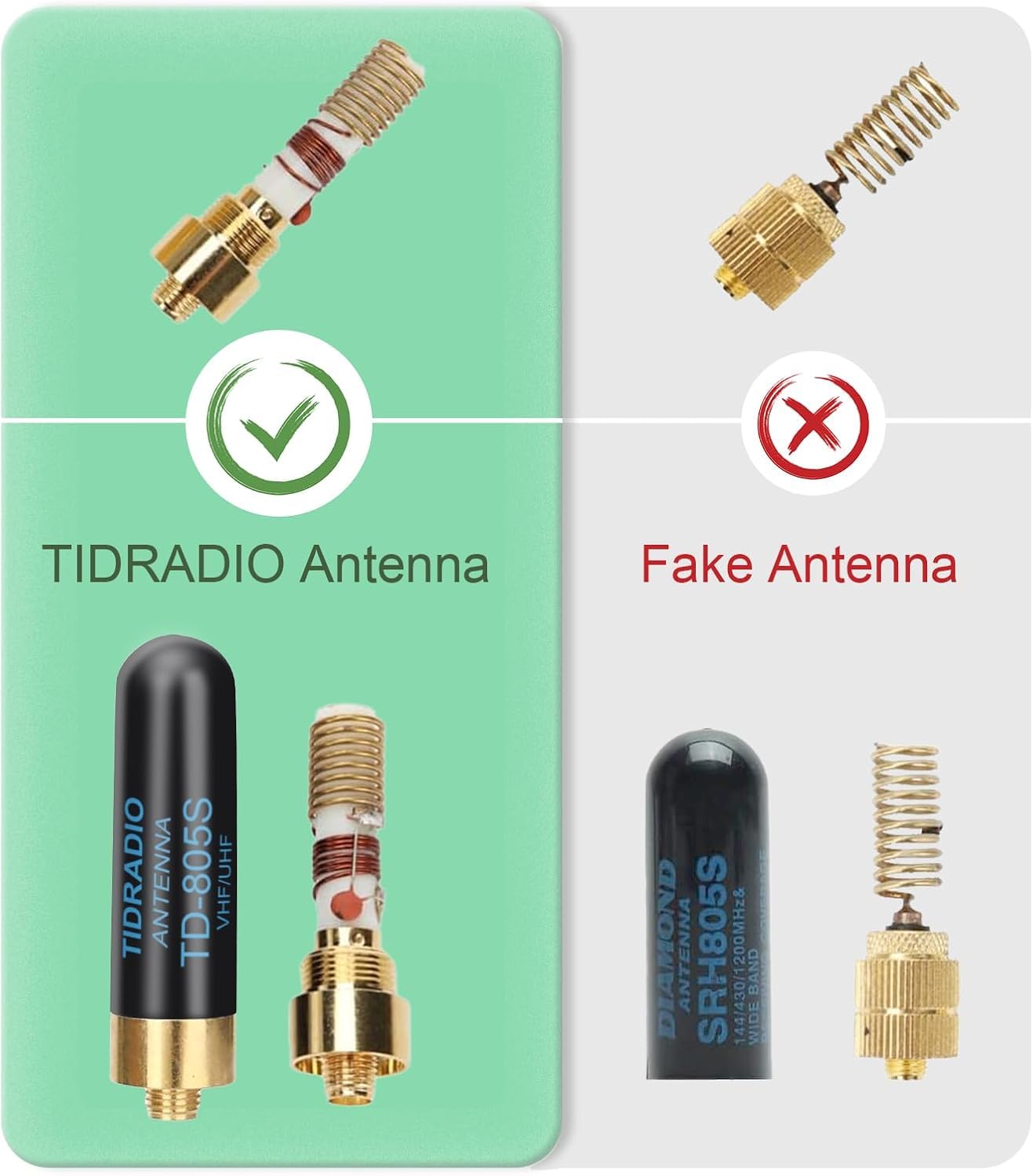 TIDRADIO TD-805S Ham Radio Short Antenna 1.96inch Enhanced Ver. Long Range Dual Band VHF/UHF 144/430Mhz Antenna for BAOFENG UV-5R,UV-5RM, RT-470X,GT-5R,UV-K5(8),TD-H8,TD-H3 Plus,UV-5RH,SMA-F, 2 Pack - 2