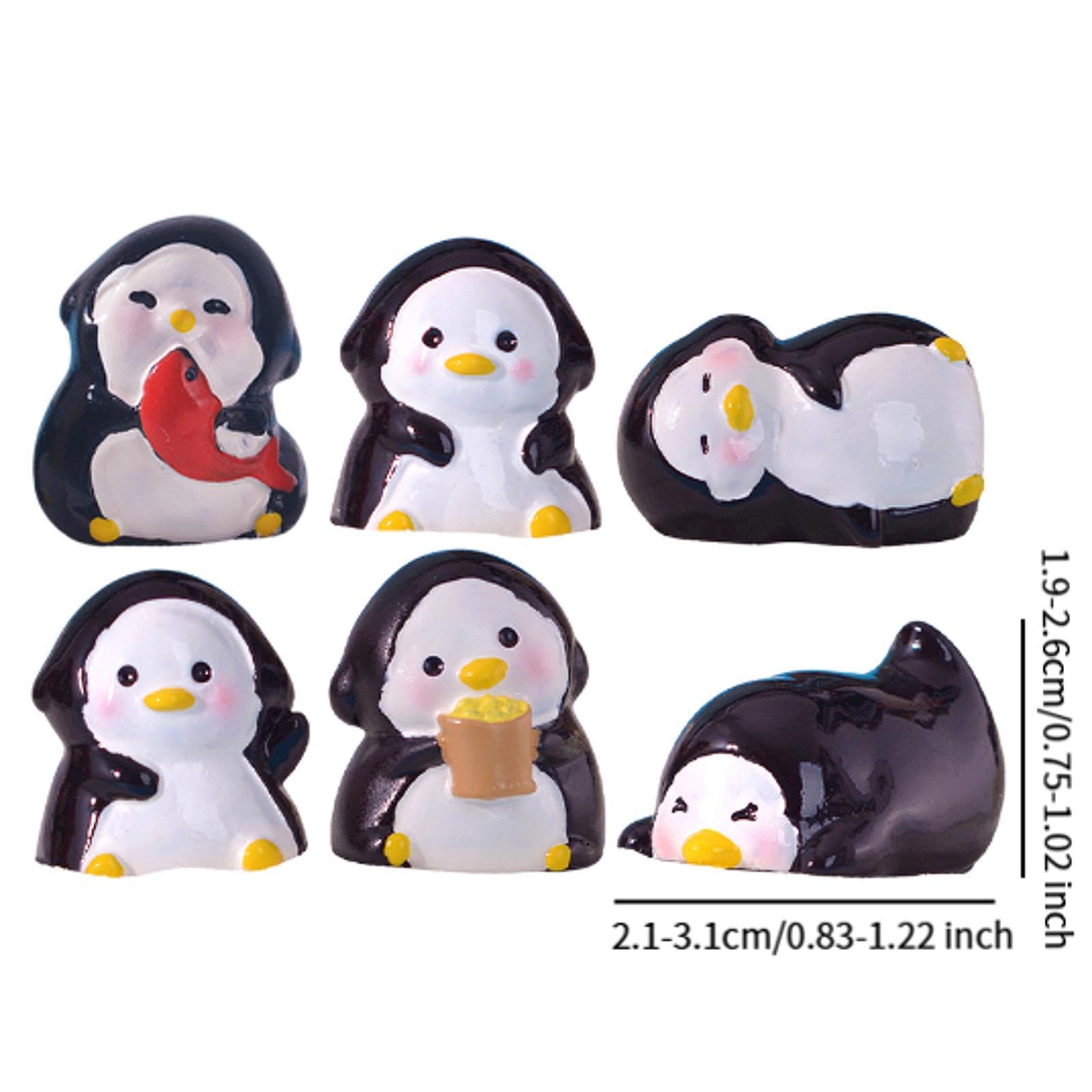 6x6 Piezas Mini Figuras de Pingüinos Adornos de Escritorio Decoración de Maceta Accesorios para Casas de Muñecas de Bonsáis DIY St, 6 Piezas