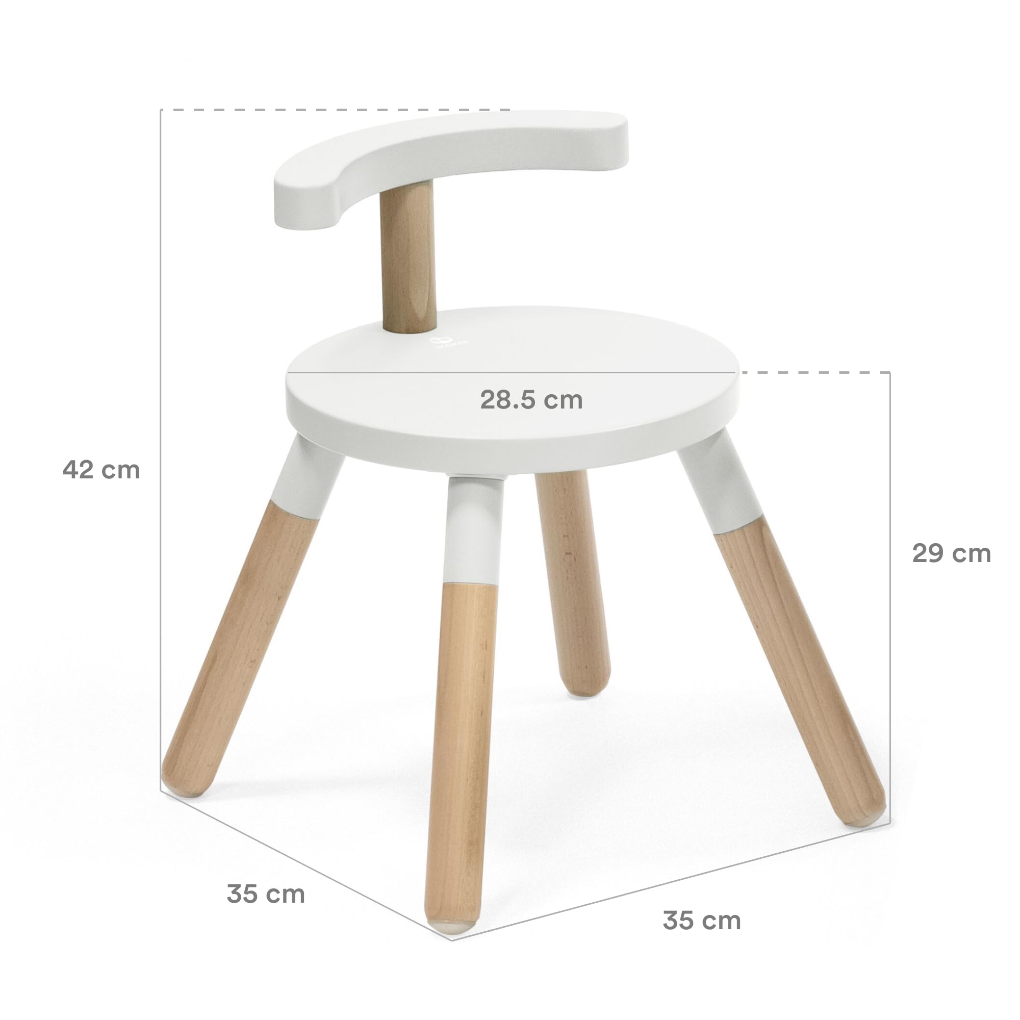 Stokke MuTable Sedia, White - Versione 2023 - Altezza della seduta regolabile e schienale rimovibile - Realizzata in legno di faggio - Per bambini da 1,5 a 8 anni