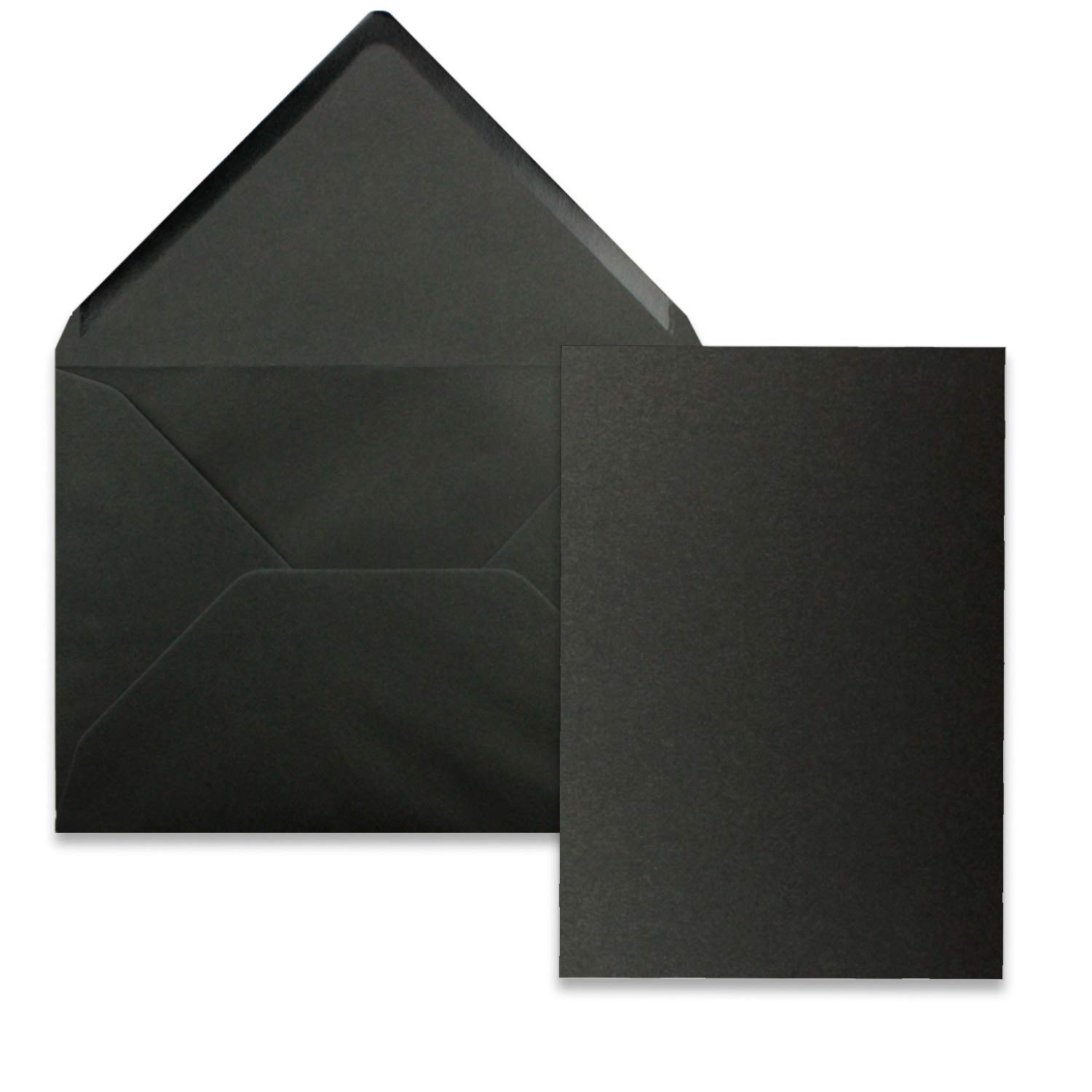 500x Einzelkarten Set mit Briefumschlägen DIN A6 / C6 in Schwarz - 14,8 x 10,5 cm - ohne Falz
