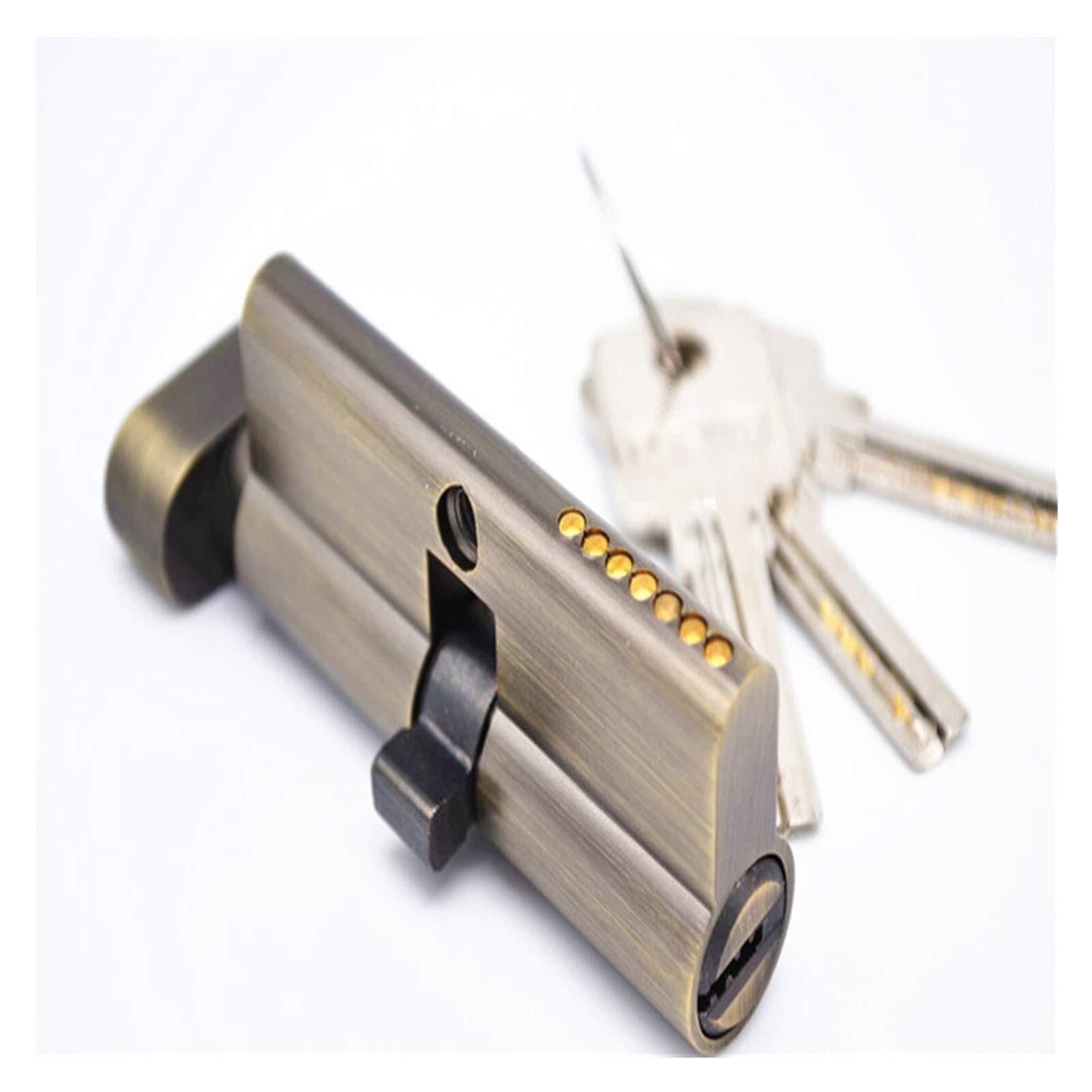 Barrel Lock Door Barrel Lock 70mm Black Brass Cylinder with 3 Computer Keys Anti-Theft Home Security with Knobs(A 70mm)
