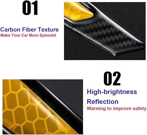 Miniatura 4 de Voroly 2 calcomanías reflectantes para marcadores laterales, cinta reflectante con exterior de fibra de carbono negra para cejas, protector de