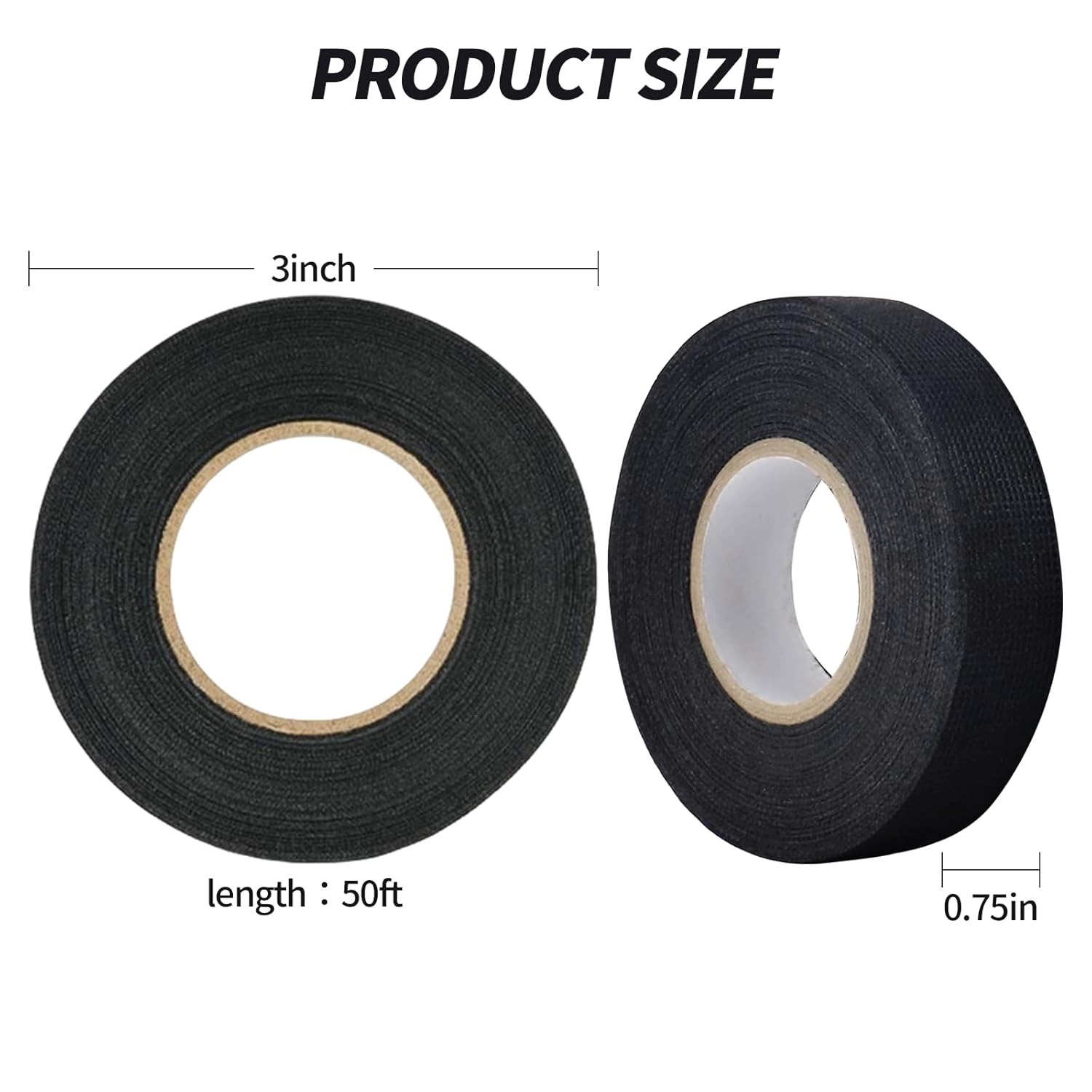 Wire Harness Tape - 3/4 Inch x 50 FT, 2 Rolls High Temp Electrical Tape, Strong Adhesion Noise Reduction Wiring Tape, Durable & Easy to Use for Wrapping Wiring Harness, Insulation, Car Engine