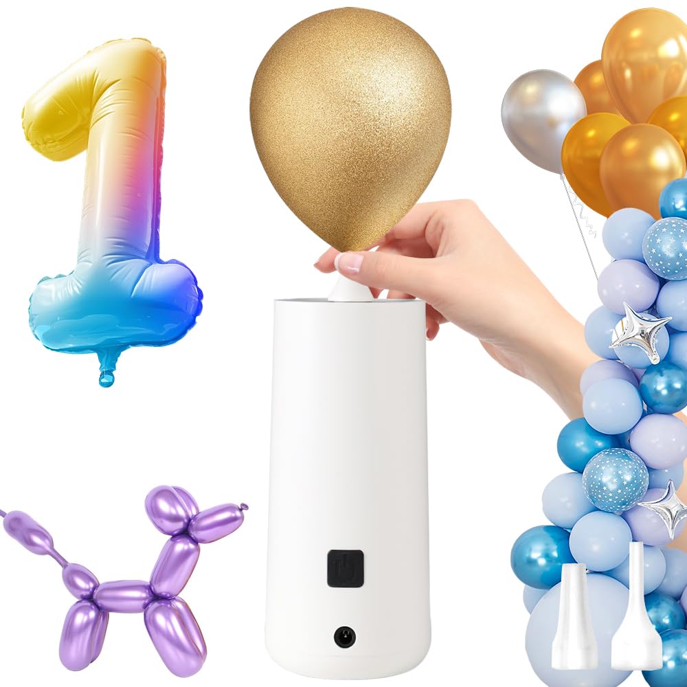 3T6B Balloon Pump Electric Air Pump for Balloons Portable Balloon Inflators Blower Machine for Birthday Party Balloon Decorations for Long Animal Twisty Curly Balloon, Foil Balloons(12V 18W)