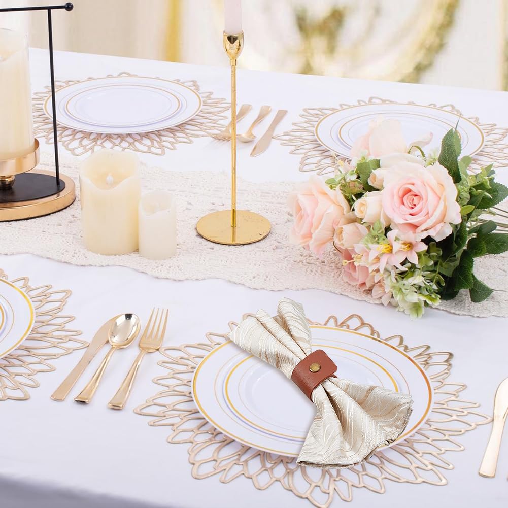 Serviettenringe aus Leder, Braun, Vintage-Vorhangschnalle, wiederverwendbar, für Hochzeit, Party, Geburtstag, Bankett, Bürobedarf, 100 Stück