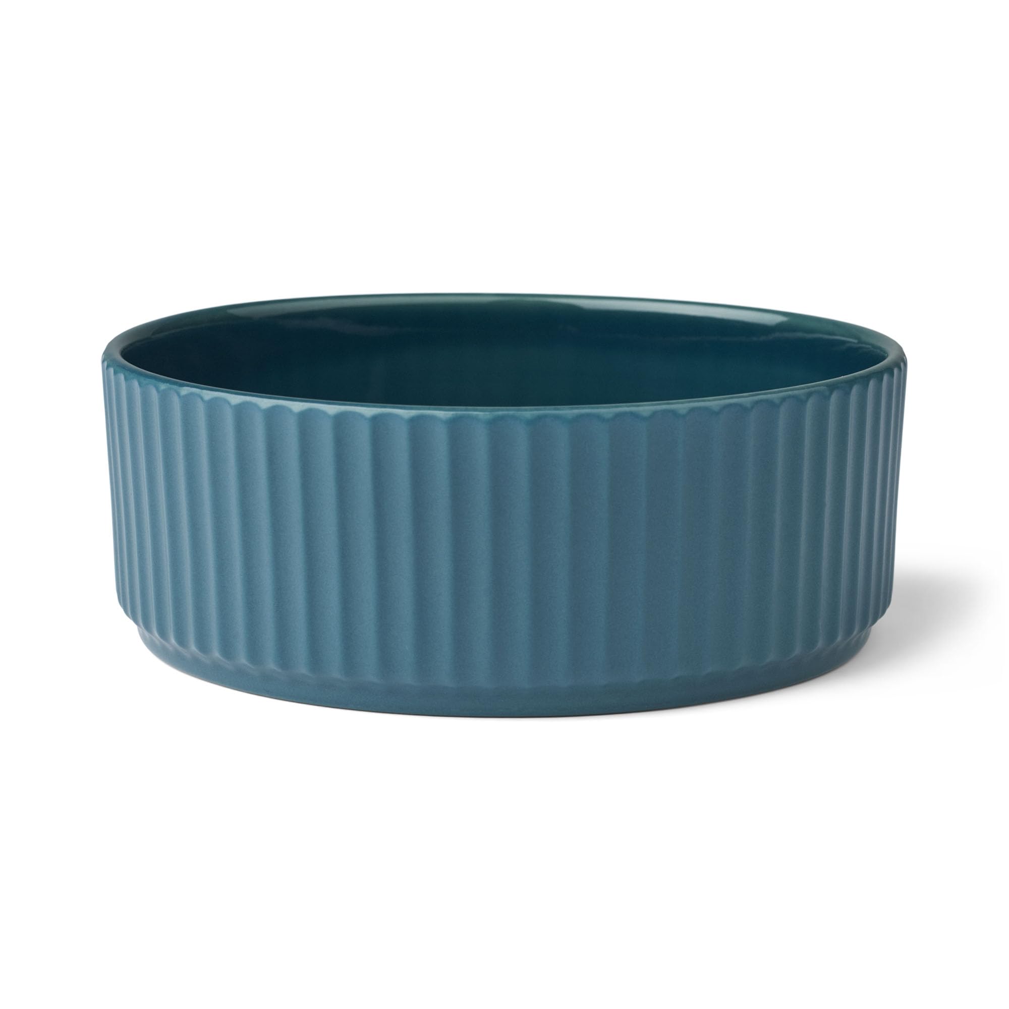DOG Copenhagen Kronborg Ceramic Dog Bowl - Nordic Design Stoneware - For Dog Food or Water, L, Petrol Blue