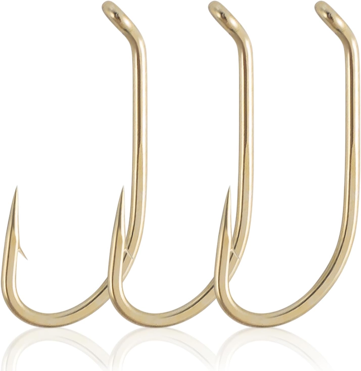 Dr.Fish 100 Pack Dry Fly Hooks Black Nickel High Carbon Steel Fly Tying Material Accessories Trout Salmon Fishing Hooks Freshwater Saltwater Fishing Barbed-Gold