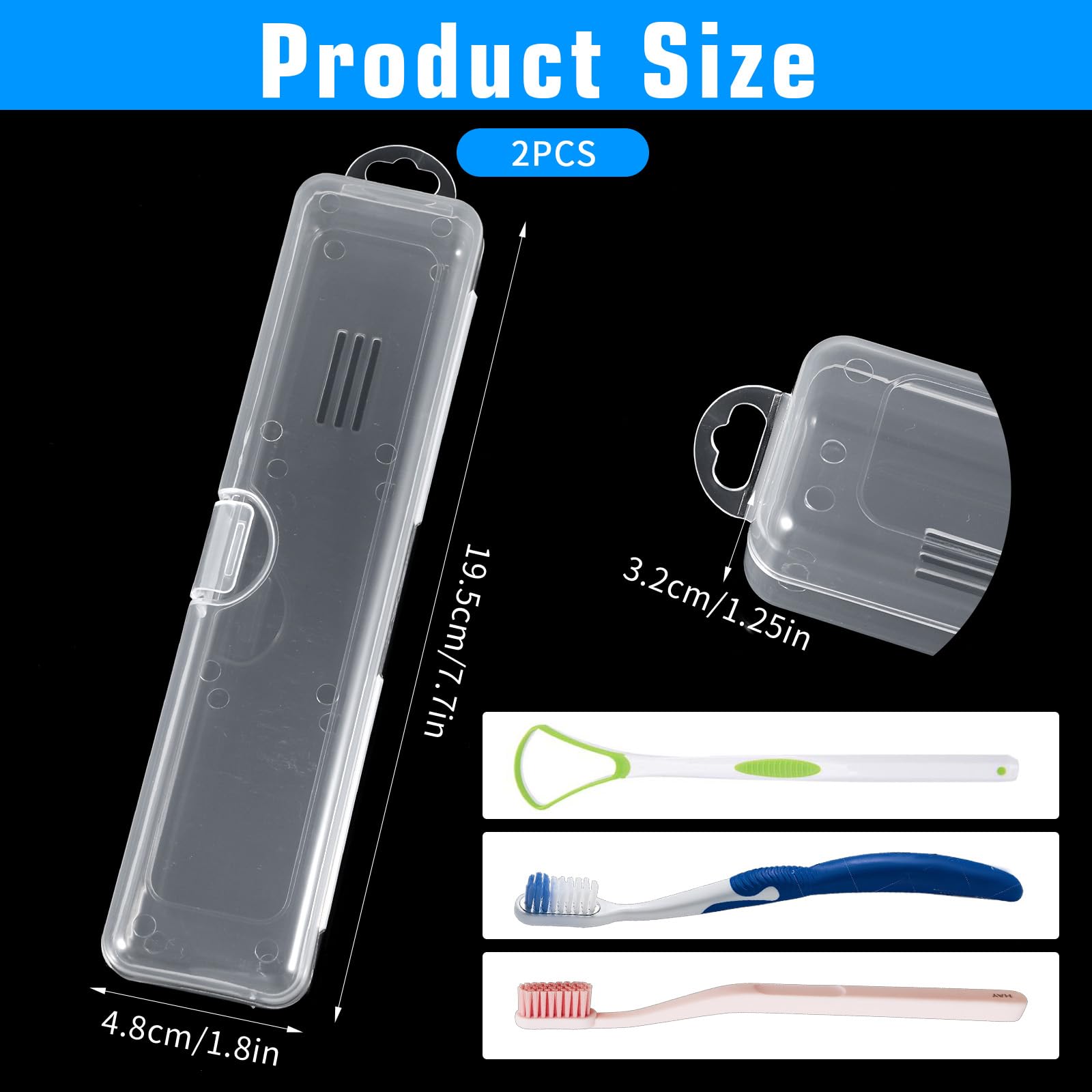 2Pcs Tongue Scraper Case, Portable Flatware Box Travel Tableware Storage Case, Tongue Scraper Travel Cases for Toothbrush Spoon Fork Holder, Camping Picnic