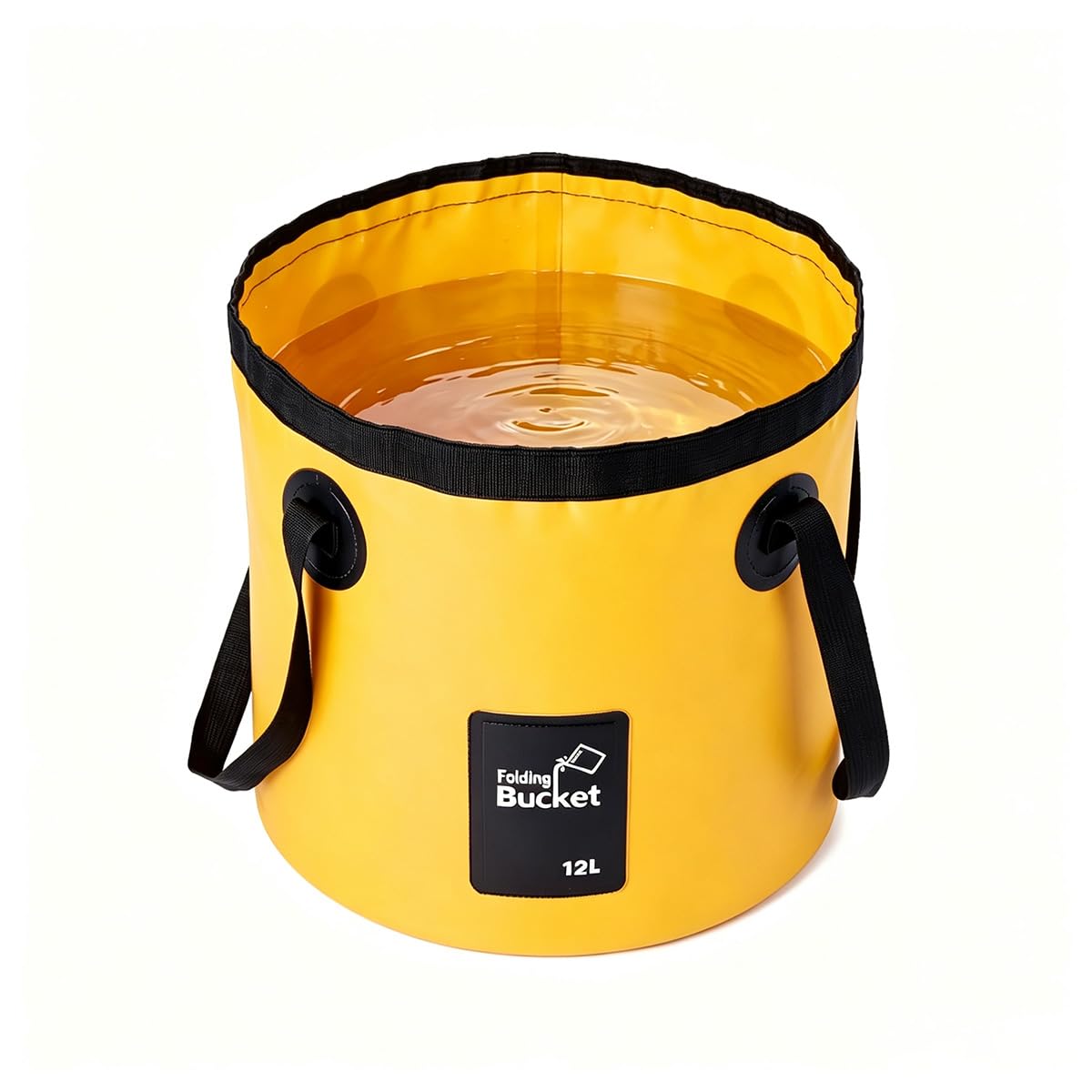 12L Folding Water Bucket, Outdoor Sports Lightweight Portable Collapsible Bucket, for Camping Hiking Traveling Picnic Fishing Boating Gardening Car Washing, Handy Storage Container (Yellow, 12L)