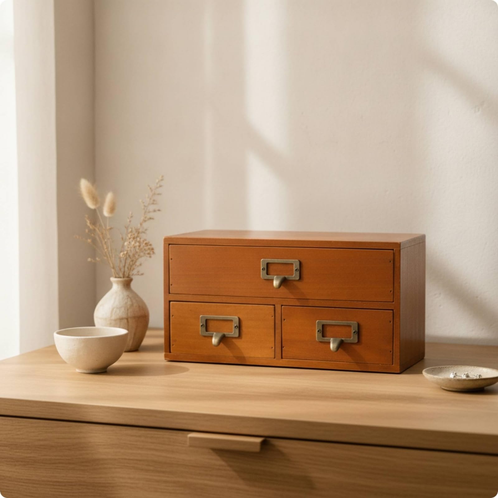 Holzkästchen mit Schubladen kompakt Schreibtisch-Organizer mit Schubladen leicht zu reinigen Schreibtisch-Organizer für Bastler, 16 Schubladen Schrank
