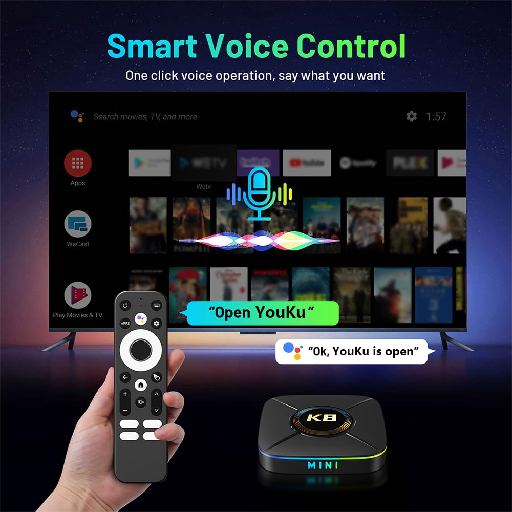 HK1 K8Mini Android 14.0 TV Box 2GB RAM 16GB ROM RK3518 Quad Core CPU Mali-450 GPU Support 2.4G/5G WiFi BT5.0 Smart TV Box - Model No.: HK1 K8Mini 2GB 16GB