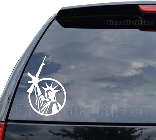 Calcomanía de estatua de la Libertad, pistola de rifle de la 2 enmienda, para auto, camión, motocicleta, parachoques, decoración de pared para