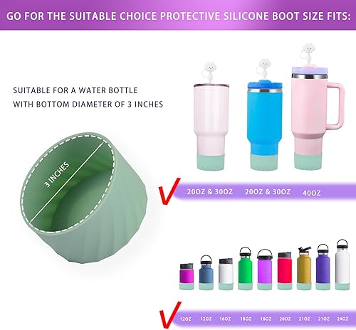 Miniatura 6 de Funda protectora de silicona 2 en 1 para Stanley Cup de 40 onzas, 30 onzas, 20 onzas, Hydro Flask de 12 a 24 onzas, funda protectora antideslizante
