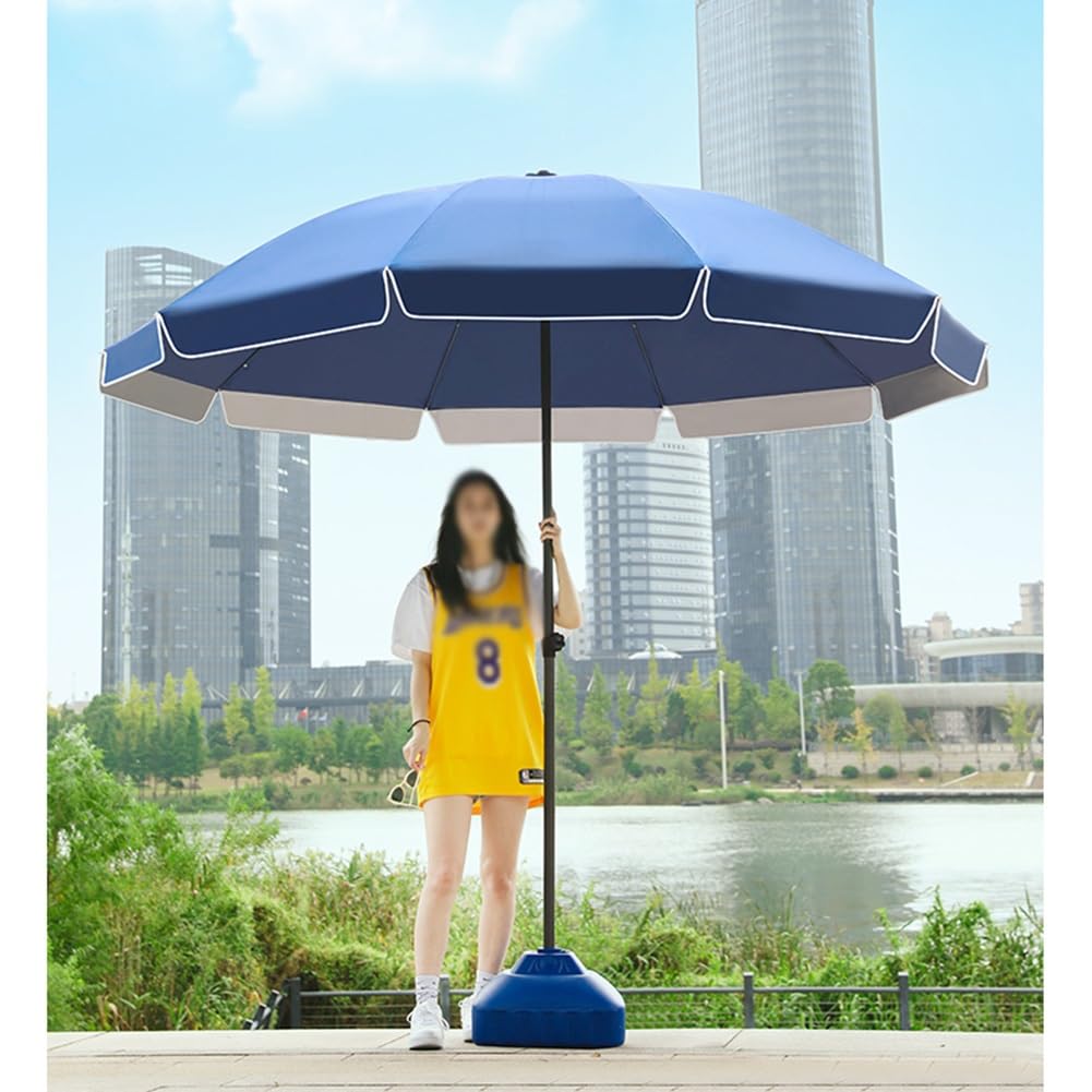 Parasol Ogrodowy z Regulacją Wysokości, Duży Okrągły Parasol na Taras/Plażę/Basen, 2.4m (Color : Bleu)