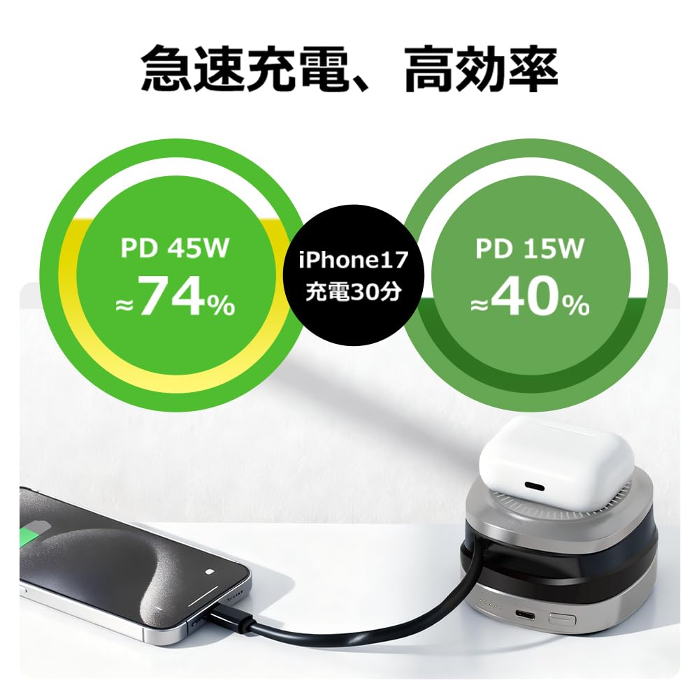 Amazon | CHUDA 3in1 MagSafe モバイルバッテリー 軽量 12000mAh大容量 
