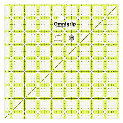 Dritz 6.5in 8.5in 10.5in Omnigrip Square Ruler Combo Pack, 6"" by 6"" Stitched in Yarn, Clear, RN65105S by Omnigrid - Image 4