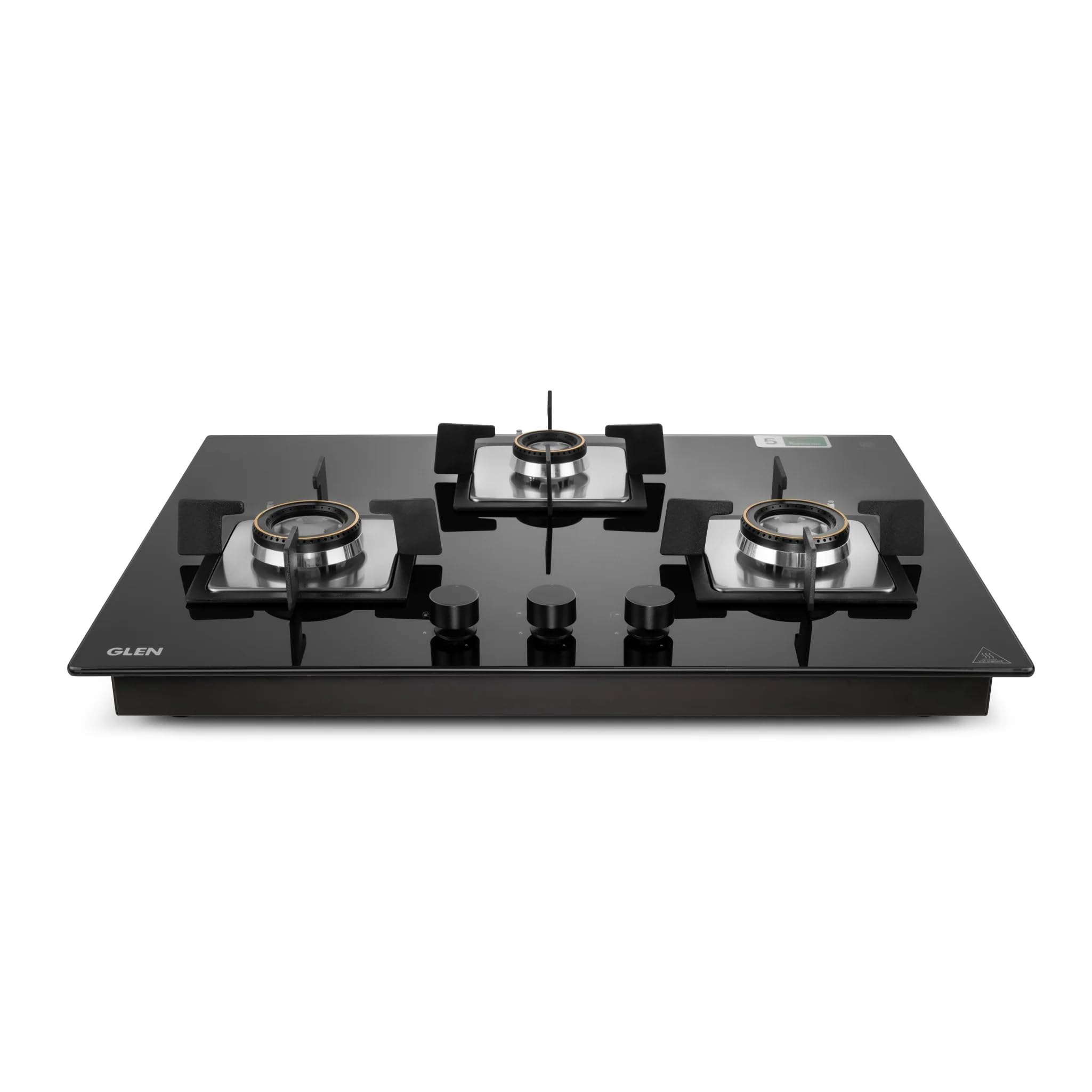 Glen 3 Burner Built-In Gas Hob | Auto Ignition | 8 mm Toughened Glass | Forged Brass Double Ring Burners | Black (BH1073SQHTDB70)-image-32