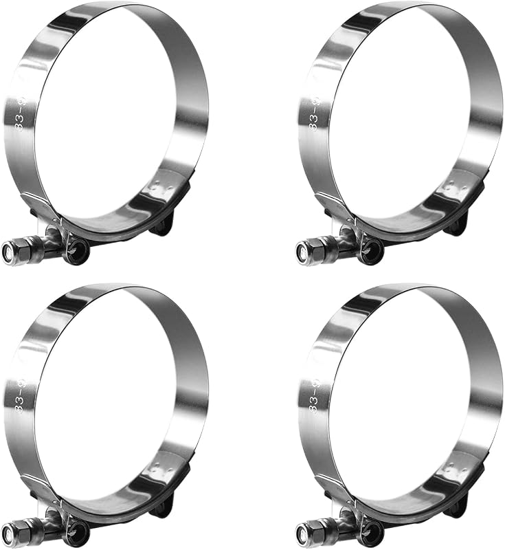 Abraçadeira de mangueira T-Bolt MINERGUY em aço inoxidável, 83–91 mm para mangueira de 3" – Kit com 4 unidades