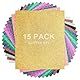 15 Farben Glitzer Plotterfolie Textil, 30.5 cm*25.4 cm Heat Transfer Vinyl, Flexfolie Plotter Textil, Transferfolie Plotter Flexfolie, Textilien Transferfolie zum Aufbügeln DIY T-Shirt & Stoffe