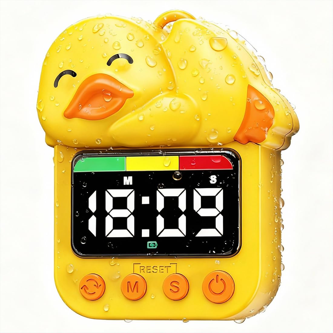 Yellow Duck - Temporizador visual impermeable para ducha, temporizador digital para baño/cocina para montaje en pared, estudio, natación