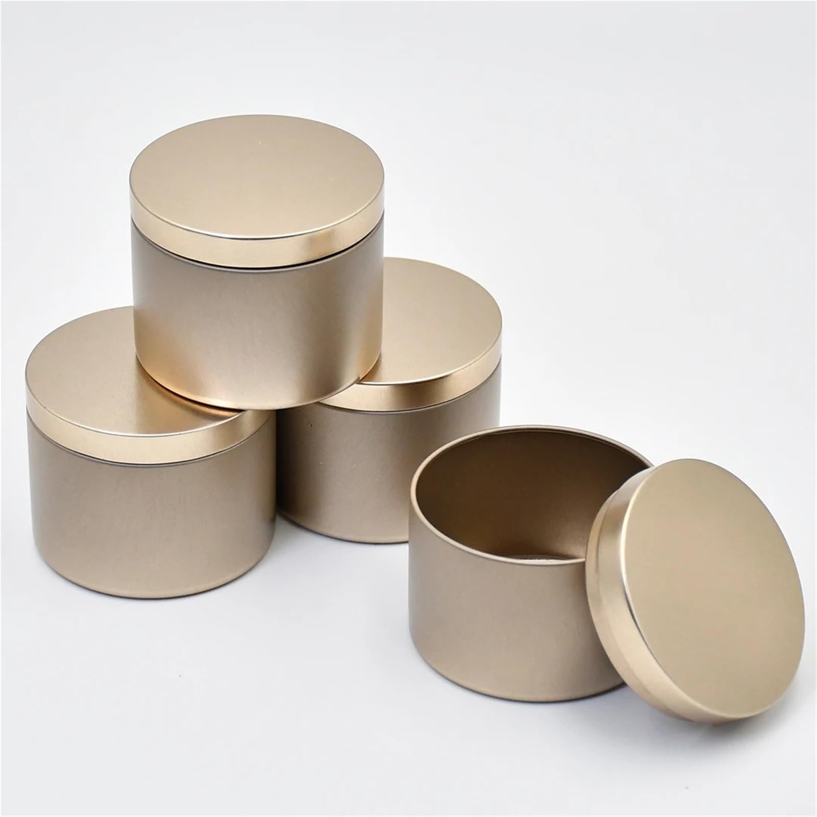 Słoiki na świece, Metalowe słoiki na świece z pokrywką, 24 szt., szampańskie złoto, 4 uncje/8 uncji, rękodzieło DIY, przechowywanie, wakacje(8oz-24pcs)