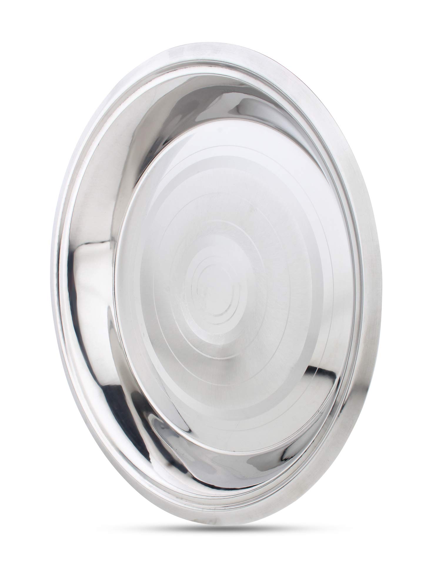 Neelam Stainless Steel 15, 22 Diamond Parat, 22 cm, Silver β Durable & Elegant Round Parat with Flower Printed, Ideal for Mixing, Kneading, Serving, Perfect for Daily Use & Special Occasions. 1