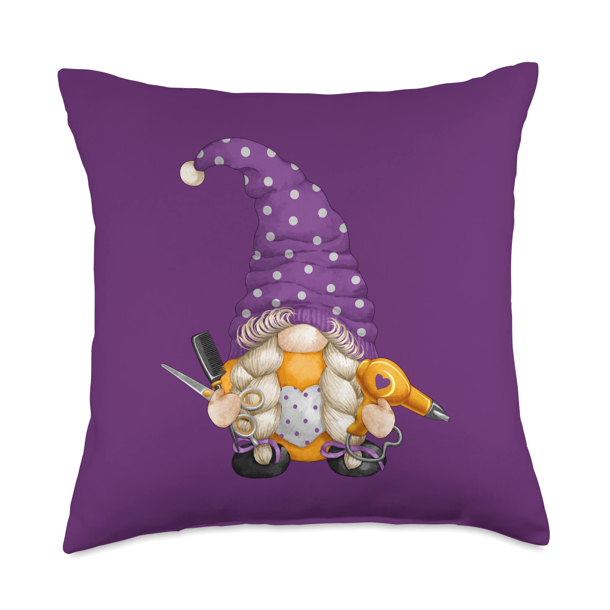 Cute Hairdresser Gnome For Women Who Loves Styling & Gnomies Throw Pillow