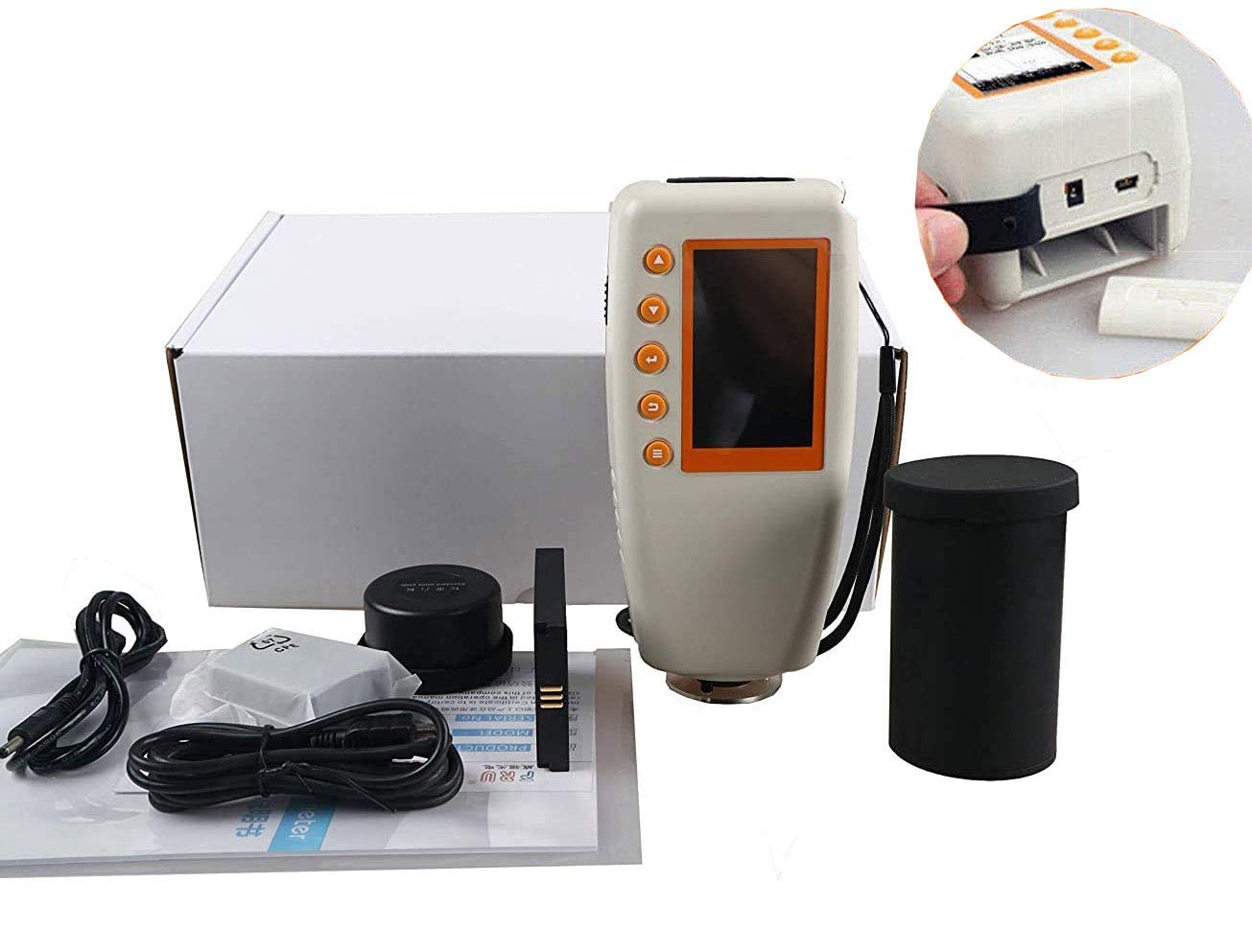 Switchable Aperature 4mm and 8mm Spectrophotometer Colorimeter Color Difference Tester Meter Built-in 19 Light Source 13 Color Space 11 Color Differenc Formula Etc for Flat Powder Liquid Measure