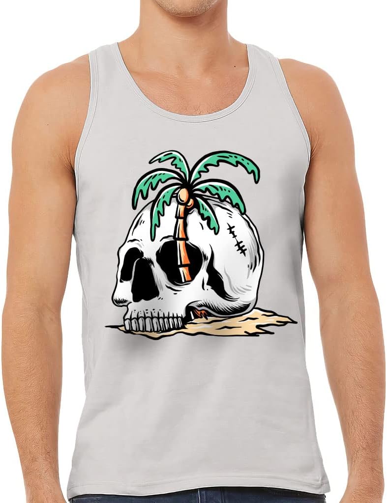Skull Graphic Tank - Plam Tree Workout Tank - Beautiful Jersey Tank