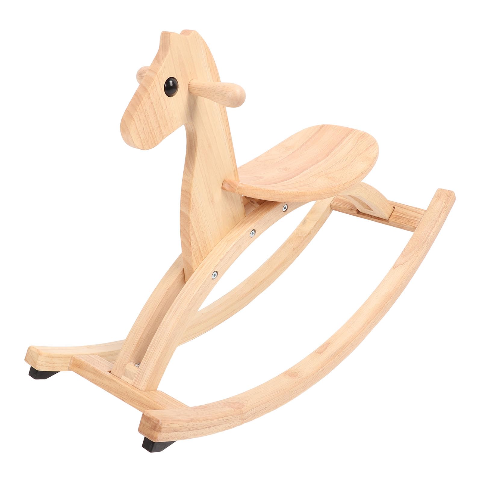 Cavallo a Dondolo da Cavalcare in Legno Cavallo a Dondolo Giocattolo con Sella e Maniglia per L'interazione Quotidiana con L'intrattenimento (Colore del legno