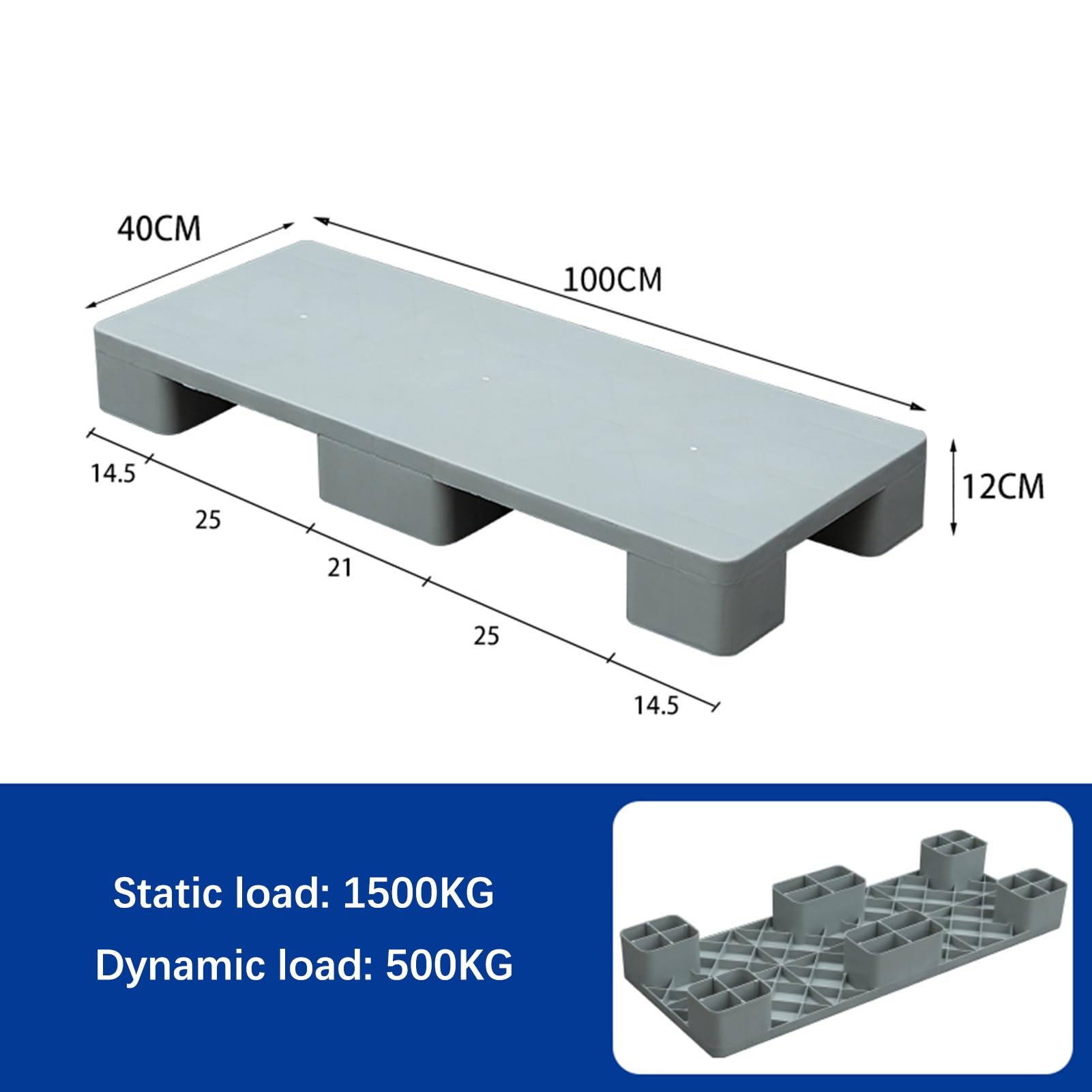 Pallet di plastica Anti slittamento resistente all'usura stoccaggio Dunnage Rack per magazzini modulari e officina di fabbrica rosso 100x50cm