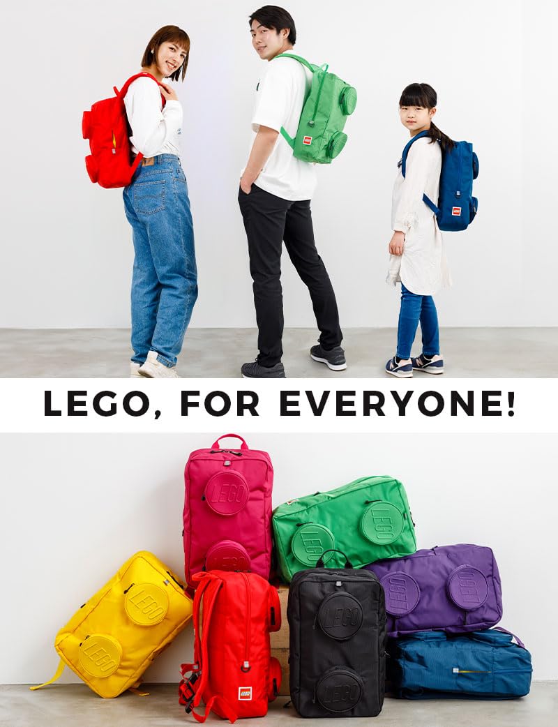 LEGO® Signature Zaino Mattoncino 1x2 con Scomparto per Tablet/Laptop, 18L, Doppia Tasca Frontale Porta Accessori - Nero