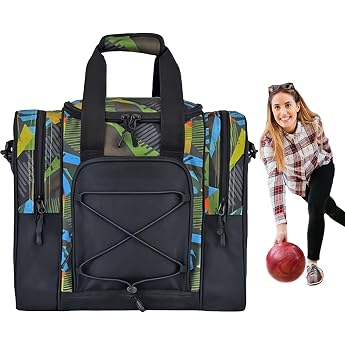 Bowling Ball Bag - Bowling Ball Tote Bag, Single Ball Bowling Bag | Multifunctional Mens and Womens Handbag, with Padded Adjustable Belt Inside, and Padded Ball Stand for Bowling Balls Green