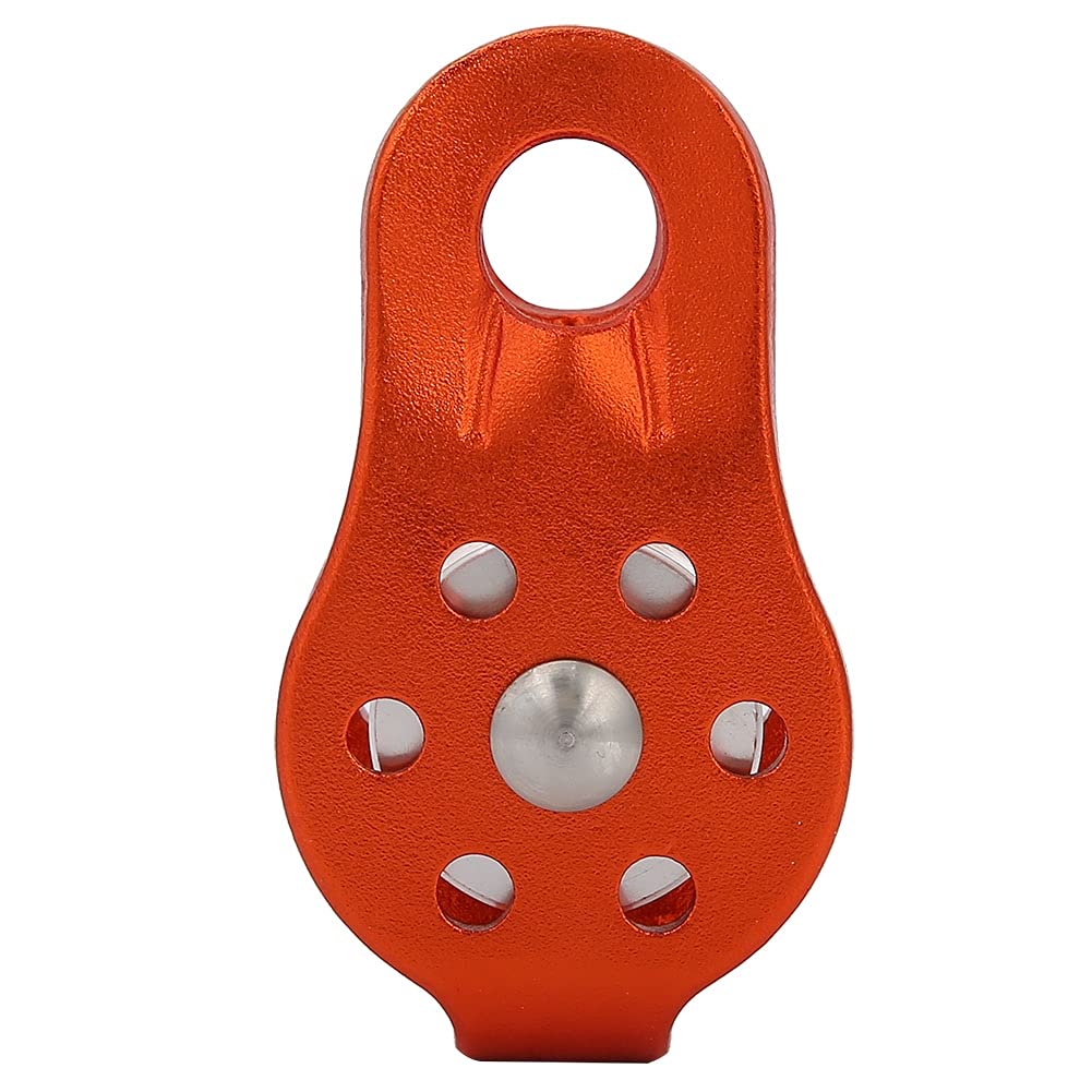 Polea de Escalada 26 KN Bloque de Polea de Cuerdas de Aluminio Mini Rescate Simple para Cuerdas de 12mm (Naranja)