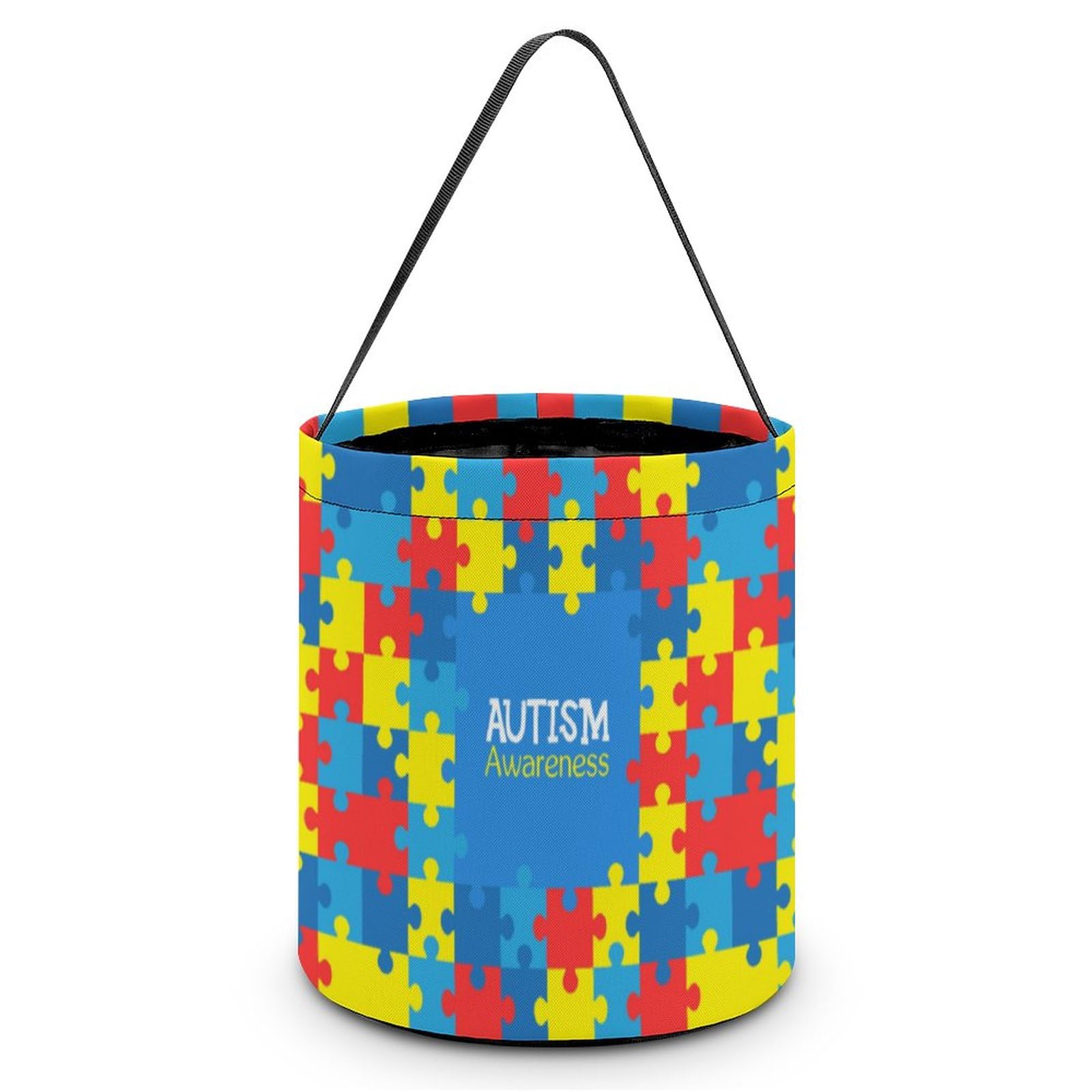 FJQWKLF Autism Awareness Halloween Bucket Trick Or Treat Tote Candy Basket for Kids Halloween Party Home Decorations