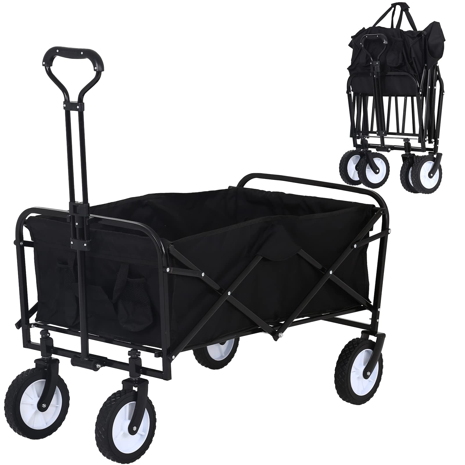 Buy Folding Wagon Cart Collapsible Wagon Cart with Wheels Heavy Duty