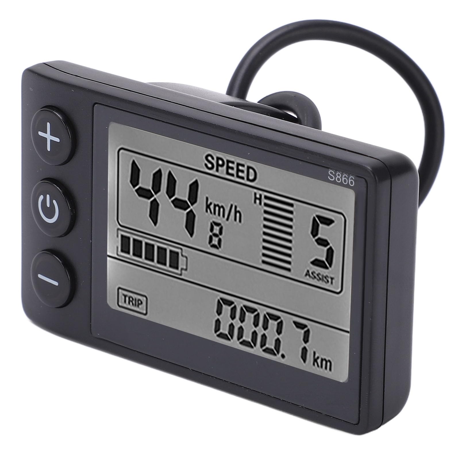 Aramox S866 LCD Display Controller 7 Polig S866 Display Elektrofahrrad LCD-Display Digital Mess Fahrradbildschirm mit ABS-Material Wasserdicht IP65 für 24 V 36 V 48 Spannung, 5pin