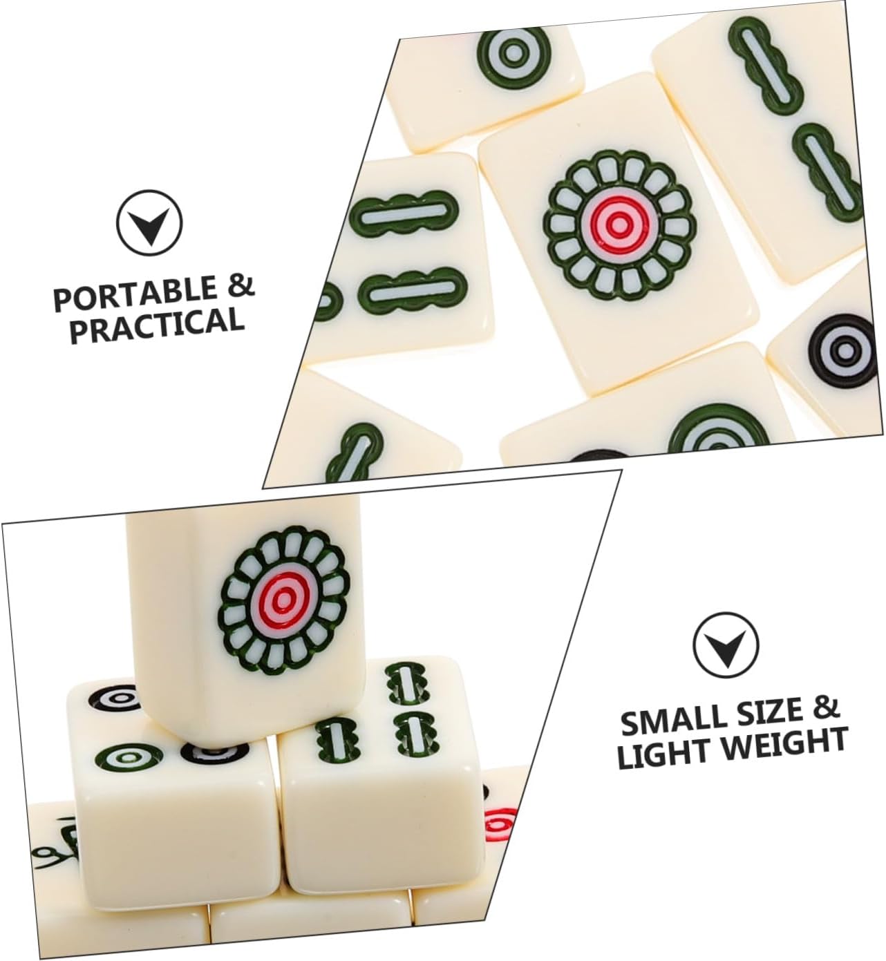 Kisangel 1set Portable Chinese Mahjong Game Set Carrying Case Mini for Home Travel and Parties Practical Mahjong Kit for All Ages