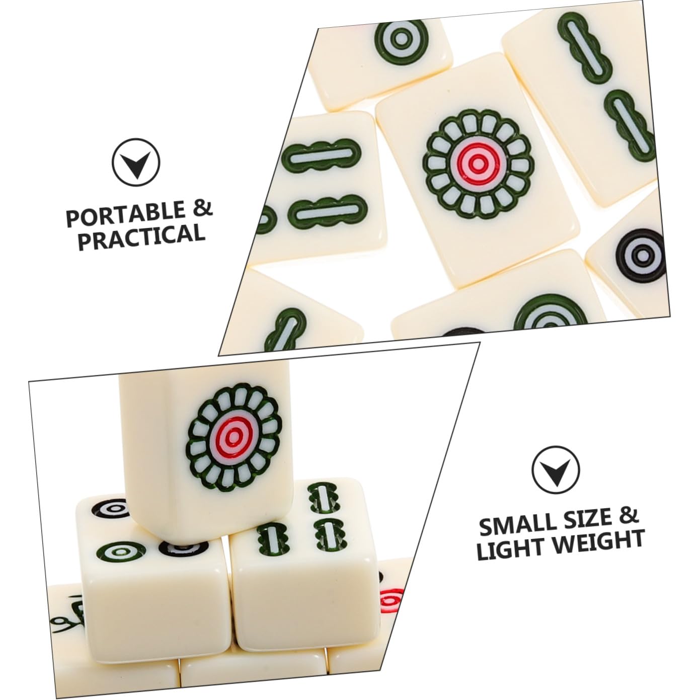Hohopeti Kompaktes Mini Mahjong Set Tragbar mit Klaren Spielsteinen Praktisches Chinesisches Reise Spiel für Zuhause Party und Camping Handliche Mahjong Requisiten für Unterwegs Fördert