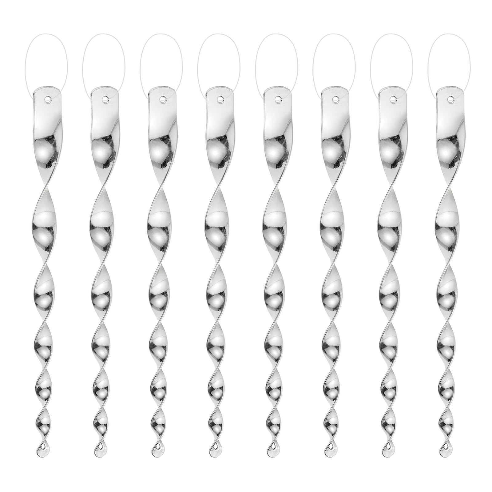 M METERXITY 8-Pack Bird Reflective Rods 11.5 Inch Spiral Bird Scare Rods Hanging Birds Deterrent Device for Yard/Patio/Garden/Farm/Decoration [Silver]