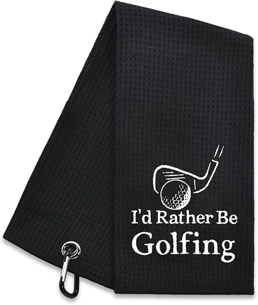 Hafhue I'd Rather Be Golfing Embroidered Golf Towel, Golf Accessories for Men Women, Golf Gift for Men Women, Retirement Gift for Dad Grandpa Golf Lover Golf Fan