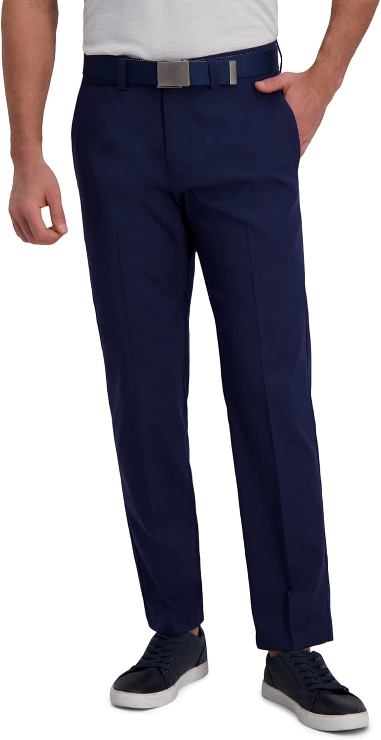 Haggar Mens Cool Right Performance Flex Straight Fit Flat Front Pant-reg. and Big & Tall