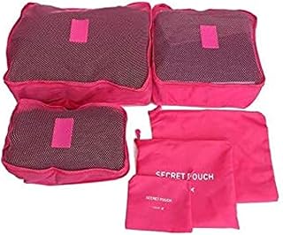 مجموعة شنط تخزين للسفر مكونة من 6 قطع لتنظيم الملابس وتنظيم الامتعة، زهري